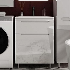 Style Line Тумба с раковиной Марелла 60 Люкс Plus антискрейтч белая – фотография-1